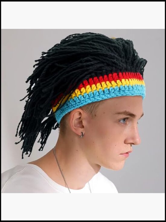 Knitted Wig Hat with Dreadlocks Beanie for Cosplay Party